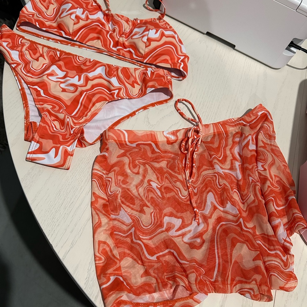 Vibrant Swirl Bikini Set with Cover-Up